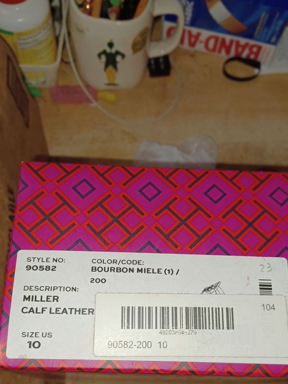 Tory Burch Tan Miller Calf Leather Logo Thong Sandals Size 10 - Picture 3 of 16